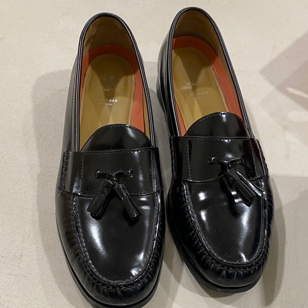 Cole Haan Glossy Black Tassel Loafers